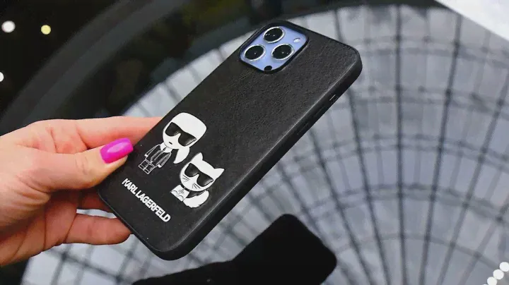 Чехол для iPhone 13 Pro Max KARL LAGERFELD ТПУ с кожей, Man with Cat Black